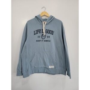 Life is Good Mens Blue Keep It Simple Jake Graphic Hoodie Sweatshirt XXL
